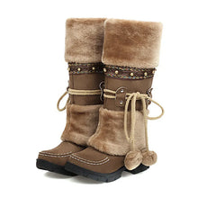 Load image into Gallery viewer, Women's Knight Boots Faux Suede Fleece Winter Fall Warm Boots Medium Heel Tall Bohemian Boots