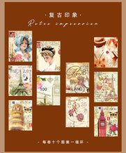 Load image into Gallery viewer, Vintage Stamp Collection and Washi Tape Scrapbooking Stickers Junk Journaling Scrap Booking Stickers Diary Decorative Tapes Washi tape Set