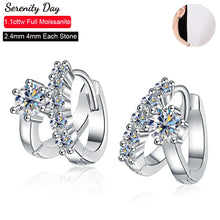Load image into Gallery viewer, Buckle Hoop 1.1cttw Real D Color 2.4mm 4mm Full Moissanite Stone Hoop Earrings For Women S925 Sterling Silver Fine Jewelry