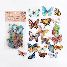 Load image into Gallery viewer, 40PCS Bag Retro Butterfly Fern Flowers Mushroom Stickers Bag Diary Sticker Scrapbooking Journal Supplies Designer Stationery Kids Pack Journaling
