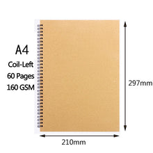 Load image into Gallery viewer, sketchbook Spiral Art Notebook Kraft Paper Blank 160GSM HardCover School Supplies Pencil Drawing Notepad Stationary