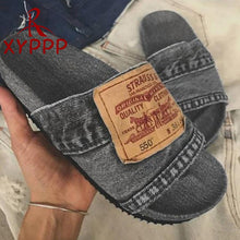 Load image into Gallery viewer, Summer 2023 Denim Levi Blue Jeans Female Shoes Non-slip Comfortable Summer Flat Slippers Woman Slides Outdoor Beach Casual Shoes Women