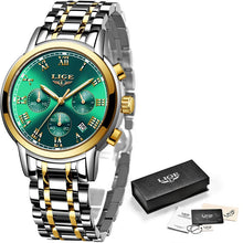 Load image into Gallery viewer, LIGE Women Gold Silver Watches 8 Choice Options 30M Waterproof Glow in Dark Watches +BOX
