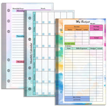 Load image into Gallery viewer, A6 Loose Leaf Notebook Refill Spiral 6 Ring Binder Inner Page Budget Page Weekly Monthly Inside Paper Stationery