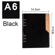 Load image into Gallery viewer, A5 or A6 Leather Cover Notebook 6 Ring Mini Binder Index with Pen Holder Filler Diary Agenda Planner Accessories Journal