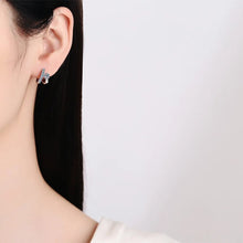 Load image into Gallery viewer, Buckle Hoop 1.1cttw Real D Color 2.4mm 4mm Full Moissanite Stone Hoop Earrings For Women S925 Sterling Silver Fine Jewelry