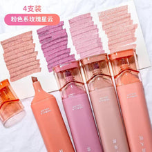 Load image into Gallery viewer, 4PCS Pastel Highlighter Pen Marker Set Aesthetic Stationery Highlighters Kawaii Pens Colored Markers Kawaiii Cute Supplies Kids
