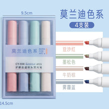 Load image into Gallery viewer, 4PCS Pastel Highlighter Pen Marker Set Aesthetic Stationery Highlighters Kawaii Pens Colored Markers Kawaiii Cute Supplies Kids