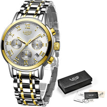 Load image into Gallery viewer, LIGE Women Gold Silver Watches 8 Choice Options 30M Waterproof Glow in Dark Watches +BOX