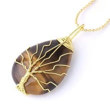 Load image into Gallery viewer, Natural Gem Stone Tree of Life Pendant Necklace 11 Gem Strone Choices