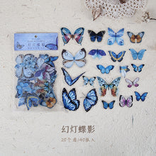 Load image into Gallery viewer, 40PCS Bag Retro Butterfly Fern Flowers Mushroom Stickers Bag Diary Sticker Scrapbooking Journal Supplies Designer Stationery Kids Pack Journaling