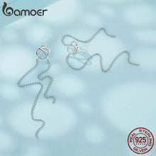 Load image into Gallery viewer, Bamoer Genuine 925 Sterling Silver Long Tassel Love Knot Stud Earrings Heart-shaped Earrings for Women Party Gift Fine Jewelry