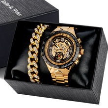 Load image into Gallery viewer, Automatic Mechanical Watch Men Luxury Brand Gift for Male with Gold Rhinestones Bracelet Fashion Mechanical Watch Men Reloj