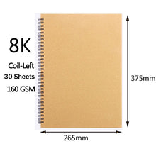 Load image into Gallery viewer, sketchbook Spiral Art Notebook Kraft Paper Blank 160GSM HardCover School Supplies Pencil Drawing Notepad Stationary