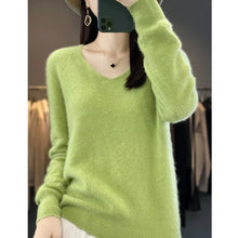 Load image into Gallery viewer, 100% Pure Cashmere Wool Sweater Women V-neck Pullover Autumn Winter Casual Elegant Knit Tops Solid Colors