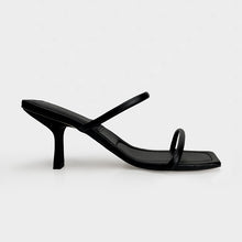 Load image into Gallery viewer, The Perfect Summer Medium High Heel Leather Sandals Square Toe Heeled Slippers Leather/ Leather Suede Uppers for Superior Comfort