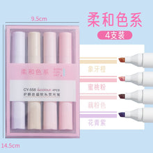 Load image into Gallery viewer, 4PCS Pastel Highlighter Pen Marker Set Aesthetic Stationery Highlighters Kawaii Pens Colored Markers Kawaiii Cute Supplies Kids