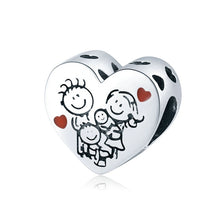 Load image into Gallery viewer, Bamoer 925 Sterling Silver Family Maternal Love Baby Feet Mom Heart Charms Pendants for Bracelet Bangle DIY Jewelry