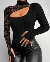 Load image into Gallery viewer, Stunning Woman Blouse 2024 Spring Sexy Cutout Lace Patch Long Sleeve Fitted Shirt