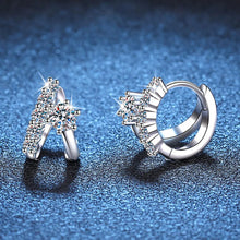 Load image into Gallery viewer, Buckle Hoop 1.1cttw Real D Color 2.4mm 4mm Full Moissanite Stone Hoop Earrings For Women S925 Sterling Silver Fine Jewelry