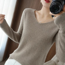 Load image into Gallery viewer, 100% Pure Cashmere Wool Sweater Women V-neck Pullover Autumn Winter Casual Elegant Knit Tops Solid Colors