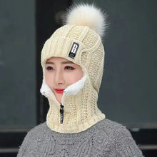 Load image into Gallery viewer, Women Wool Knitted Hat Ski Hat Windproof Winter Outdoor Scarf Collar Keep Face Warm Beanies Hat