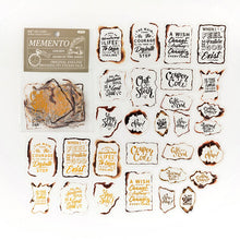 Load image into Gallery viewer, 30pcs/pack Gold Trim Stickers Time Letters Decorative Stickers wth Transparent Back INS Stamping Scrapbooking Material Label Diary Mobile DIY Junk Journaling Stickers
