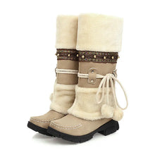 Load image into Gallery viewer, Women's Knight Boots Faux Suede Fleece Winter Fall Warm Boots Medium Heel Tall Bohemian Boots
