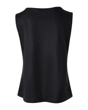 Load image into Gallery viewer, Summer Fashion Guitar Wings Print Eyelet Decor Black Sleeveless V-Cut Tank Top Lady Tee