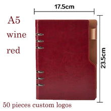 Load image into Gallery viewer, A5 or A6 Leather Cover Notebook 6 Ring Mini Binder Index with Pen Holder Filler Diary Agenda Planner Accessories Journal