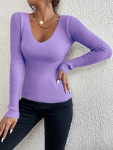 Load image into Gallery viewer, Wardrobe Essential Casual Long Sleeve V Neck Shirt Stretch Soft Fabric 15 Beautiful Colors to Choose S M L