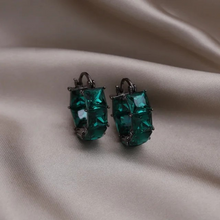 Load image into Gallery viewer, Elegant 14K Gold Plated Square Cut Gem Stones Grey Green Blue Champaign Yellow Love Crystal Earrings