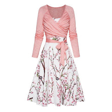 Load image into Gallery viewer, Knitted Light Long Sleeve Sweater Top with Wrap Around Belt Fashion Floral Print Slip Dress Two-piece Set