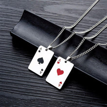 Load image into Gallery viewer, Titanium Steel Ace of Spades or Hearts Pendant and 16" Chain
