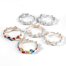 Load image into Gallery viewer, Diamond Glass Encrusted Geometric Ring Earings 2.79" Hoop Earings