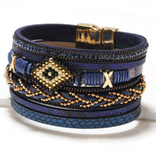 Load image into Gallery viewer, Bohemian Style Leather 8" Bracelet Consisting of Different Styles of Leather Ropes