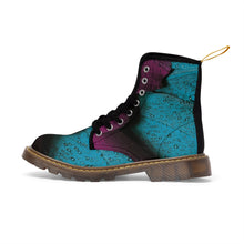 Load image into Gallery viewer, Women's Turquoise Raspberry Canvas Boots, Sizes 6.5-11, Stylish Unique Boots, Cool Alternative Styles, Edgy Rock Style, Fashionable Boots