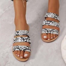 Load image into Gallery viewer, Snakeskin Open Toe and Back Slide Sandals Shoes