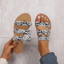 Load image into Gallery viewer, Snakeskin Open Toe and Back Slide Sandals Shoes