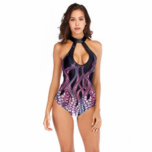Load image into Gallery viewer, Wopmen's Octopus Tentacles Halterneck One Piece Swimsuit