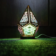 Load image into Gallery viewer, Boho Chic Aurora Color Light Stained Glass Wood Lamp