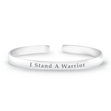 Load image into Gallery viewer, Custom Jewelry Women's 'I Stand A Warrior' Engraved 925 Sterling Silver Bracelet Cuff Bracelet Bangle Engraved Only English Alphabet & Numbers