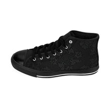 Load image into Gallery viewer, Women's Black Beauty High-top Sneakers, Sizes 6-12, Stylish Unique Shoes, Cool Alternative Styles, Edgy Rock Style Shoes, Fashionable Sneakers