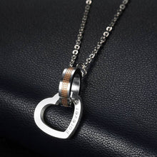 Load image into Gallery viewer, 2PCS Silver Titanium 16" Chains Interlocking Love Forever Heart Square