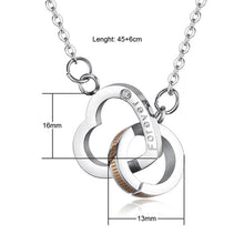 Load image into Gallery viewer, 2PCS Silver Titanium 16" Chains Interlocking Love Forever Heart Square