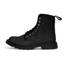 Load image into Gallery viewer, Women's Black Beauty Canvas Boots, Sizes 6.5-11, Stylish Unique Boots, Cool Alternative Styles, Edgy Rock Style, Fashionable Boots