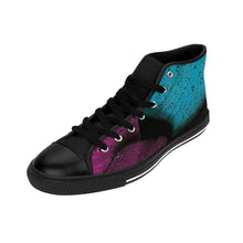 Load image into Gallery viewer, Women's Turquoise Raspberry High-top Sneakers, Sizes 6-12, Stylish Unique Shoes, Cool Alternative Styles, Edgy Rock Style Shoes, Fashionable Sneakers