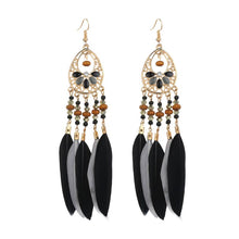 Load image into Gallery viewer, Black Feathers + Beaded Tassel