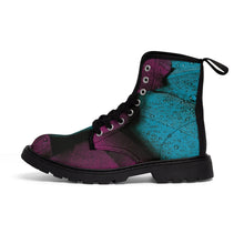 Load image into Gallery viewer, Women's Turquoise Raspberry Canvas Boots, Sizes 6.5-11, Stylish Unique Boots, Cool Alternative Styles, Edgy Rock Style, Fashionable Boots