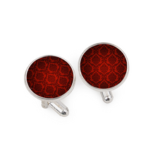 Load image into Gallery viewer, Dark Red Damask Cufflinks Tuxedo Studs